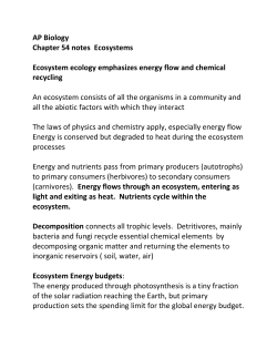 AP Biology Chapter 54 notes Ecosystems Ecosystem - Elizabeth C-1