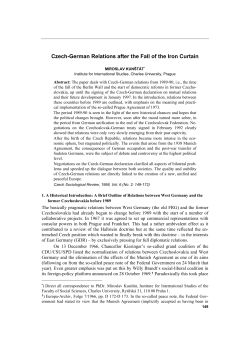 Czech-German Relations after the Fall of the Iron Curtain
