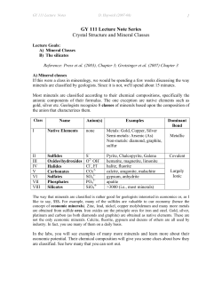GY 111 Lecture Note Series Crystal Structure and Mineral Classes