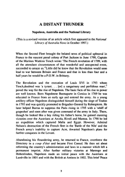 A Distant Thunder: Napoleon, Australia and the National