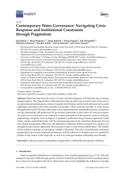 Contemporary Water Governance: Navigating Crisis