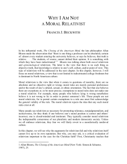 Why I am Not a Moral Relativist - Appeared-to
