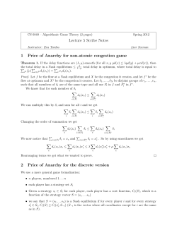 Lecture 5 Scribe Notes 1 Price of Anarchy for non