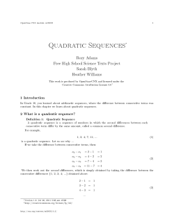 Quadratic Sequences