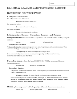 egr386w grammar and punctuation exercise identifying sentence parts