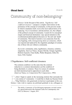 11 / Obrad Savić, Community of Non