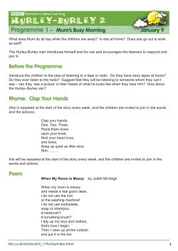 Programme 1 &ndash; Mum`s Busy Morning January 9 Before the