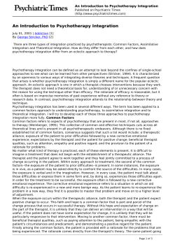 An Introduction to Psychotherapy Integration