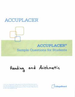 Official Accuplacer Reading Comprehension and Arithmetic Study