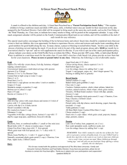 A Great Start Preschool Snack Policy