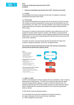 SC21 Continuous Sustainable Improvement Plan (CSIP) Guidelines