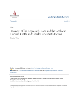 Torment of the Repressed: Race and the Gothic in Hannah Crafts