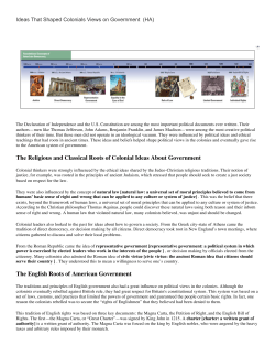 Ideas That Shaped Colonials Views on Government