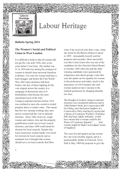 Bulletin Spring 2014 The Women`s Social and Political Union in