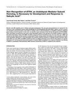 Non-Recognition-of-BTH4, an Arabidopsis Mediator