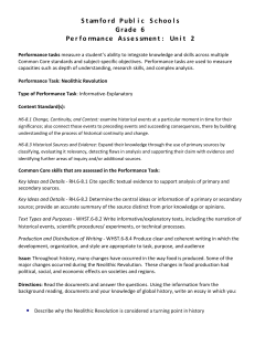 Stamford Public Schools Grade 6 Performance Assessment: Unit 2