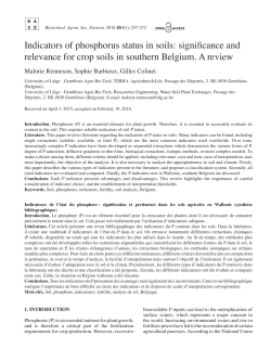 Indicators of phosphorus status in soils