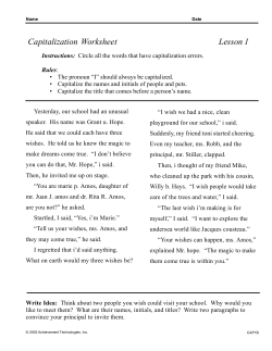 Capitalization Worksheet - Central/Southern Tier RAEN