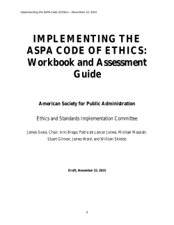 IMPLEMENTING THE ASPA CODE OF ETHICS