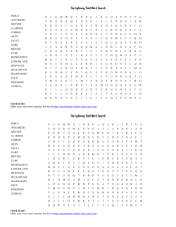 The Lightning Thief Word Search The Lightning Thief Word Search
