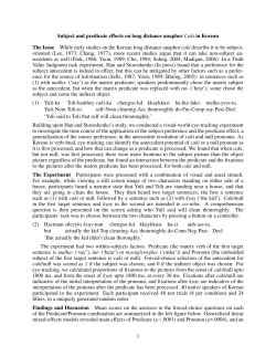 Subject and predicate effects on long distance anaphor Caki in