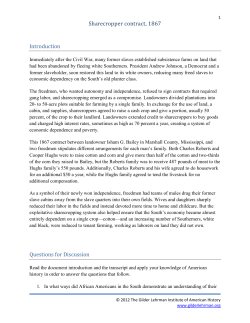 Sharecropper contract, 1867 Introduction Questions for Discussion