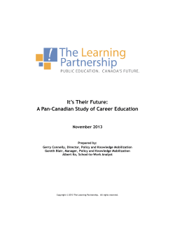 It`s Their Future: A Pan-Canadian Study of Career Education