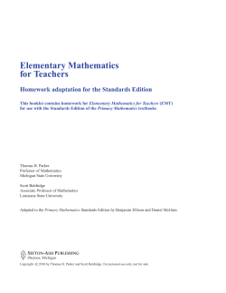 Elementary Mathematics for Teachers