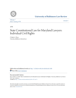 State Constitutional Law for Maryland Lawyers: Individual Civil Rights