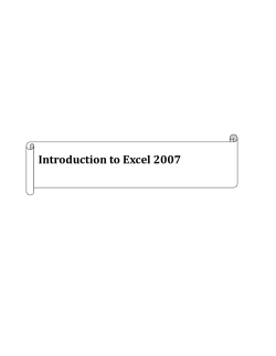 Introduction To Excel 2007