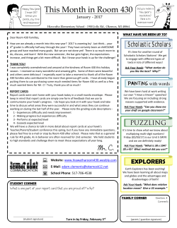 January Room 430 Newsletter