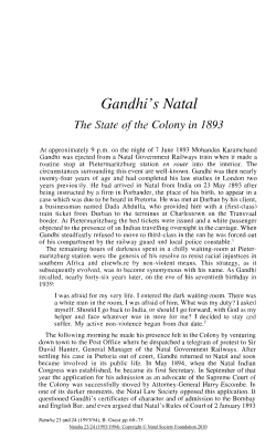 Gandhi`s Natal The State of the Colony in 1893