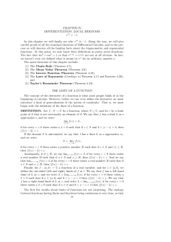 CHAPTER IV DIFFERENTIATION, LOCAL BEHAVIOR ei&pi; = &minus;1. In
