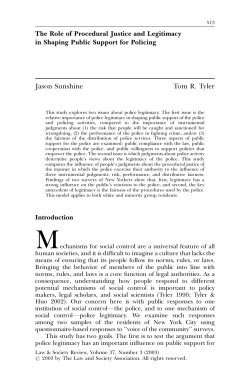 The Role of Procedural Justice and Legitimacy in Shaping Public