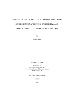 the semantics of russian indefinite pronouns: scope, domain