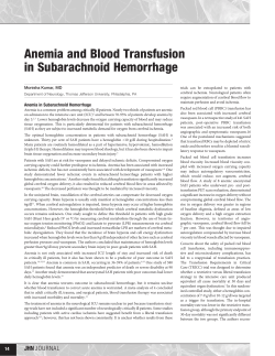 Anemia and Blood Transfusion in Subarachnoid Hemorrhage