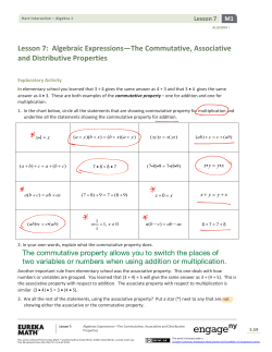Lesson 7: Algebraic Expressions&mdash;The Commutative, Associative