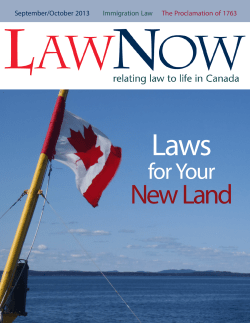 September/October 2013 Immigration Law The Proclamation of 1763