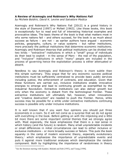 A Review of Acemoglu and Robinson`s