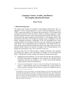 Language Contact, Areality, and History: the Songhay Question