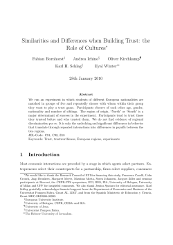Similarities and Differences when Building Trust: the Role of Cultures