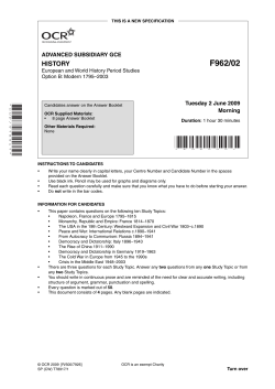 Unit F962 - European and world history period studies