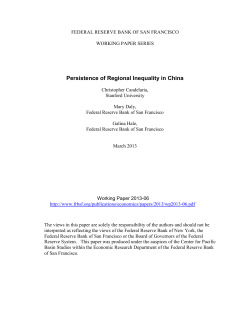 Persistence of Regional Inequality in China