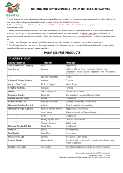 PALM OIL FREE PRODUCTS