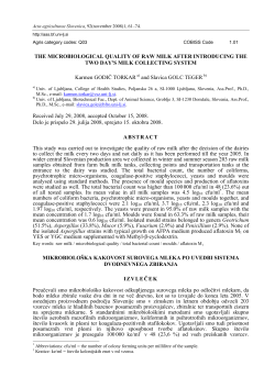 THE MICROBIOLOGICAL QUALITY OF RAW MILK AFTER