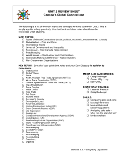 UNIT 2 REVIEW SHEET Canada`s Global Connections