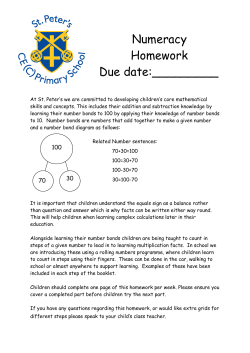 Numeracy Homework Due date - St Peter`s C of E Primary School