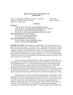 History and Culture of India Before 1750 Muslim India History/Asian