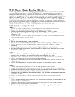 AP US History Chapter Reading Objectives