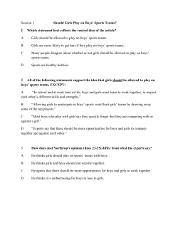 Session 3 Should Girls Play on Boys` Sports Teams? 1 Which